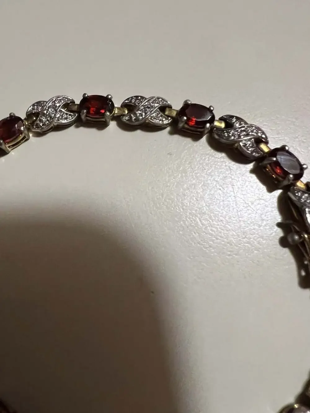 Sterling Silver Garnet Tennis Bracelet